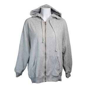 American Eagle Full Zip Hoodie Gray Oversized Warm Cozy Womens Medium